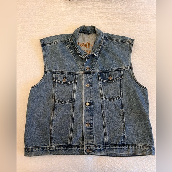 Harley Davidson Embroidered Denim Vest - Size XL - Picture 2 of 11